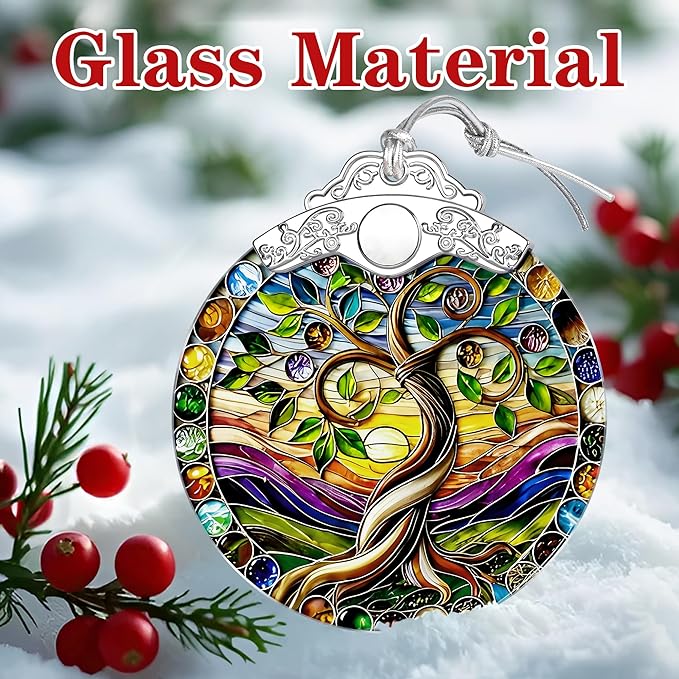 Tree of Life Ornament – Christmas Decoration & Christmas Ornament; Stained Glass Holiday Decoration (Holiday Present, Bauble Present, Gift Idea, Gift Exchange) | Heirloom Keepsake