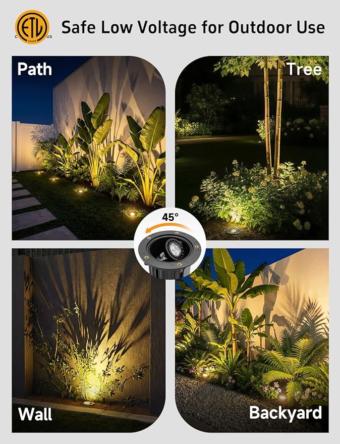 Gardenreet In Ground Well Light - Brass 12V LED Waterproof Outdoor Landscape Lighting, Low Voltage Ip65 in-Grade Grated Top Light, Antique Bronze for Tree Walkway Wall with 2700K Warm White MR16 Bulb