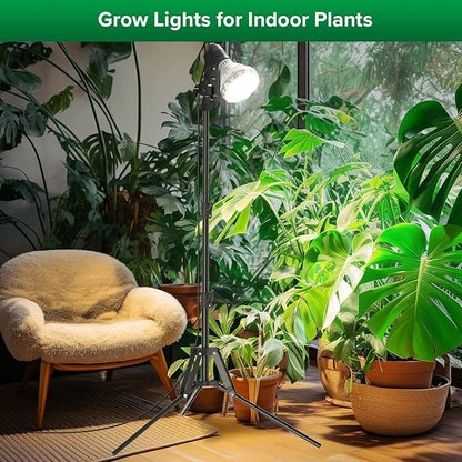 SANSI Grow Lights for Indoor Plants, 4 Dimmable Levels 30W Full Spectrum Plant Lights for Indoor Growing, Tripod Stand Adjustable 30"-55" Plant Grow Light with Remote Control Auto Timer