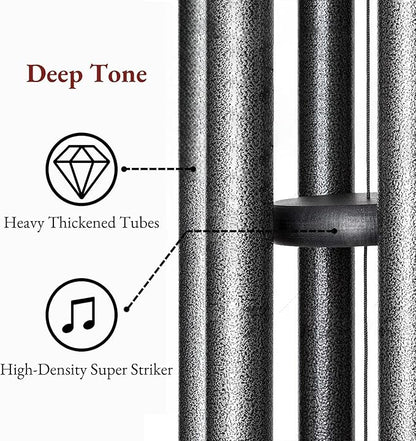 Wind Chimes for Outside Deep Tone, 38" Large WindChimes with 6 Tubes, 100% Rustproof Aluminum, Memorial Gift or Garden Patio Porch and Outdoor Décor(Silver)