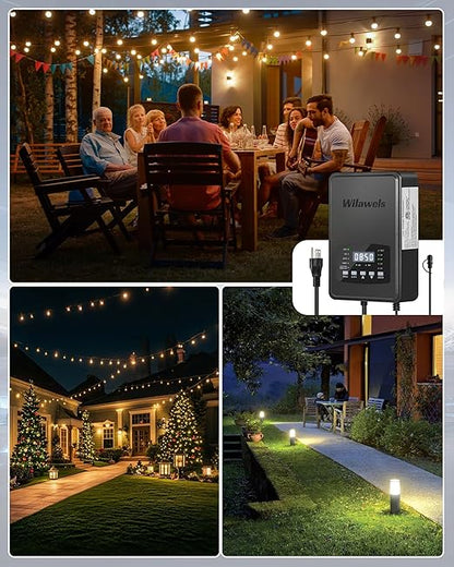 300W Low Voltage Landscape Transformer, Weatherproof Outdoor Low Voltage Transformer, 120V AC to 12/14V AC, Landscape Lighting Transformer with Timer and Photocell Sensor, ETL Listed D12LT06