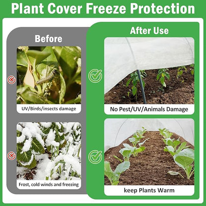 10×33 ft Plant Covers Freeze Protection- 1.4 oz/yd² Frost Cloths Blankets for Outdoor Plants, Reusable Floating Row Cover Plant Freeze Protection for Winter Garden Vegetables Raised Bed, White