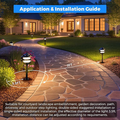 Gardencoin Pagoda Low Voltage Landscape Pathway Lights, 12V Outdoor LED Path Lights Wired, Aluminum Walkway Lighting with 4W 2700K Replaceable G4 Bulb, Classic 3-Tier Lantern, 6 Pack