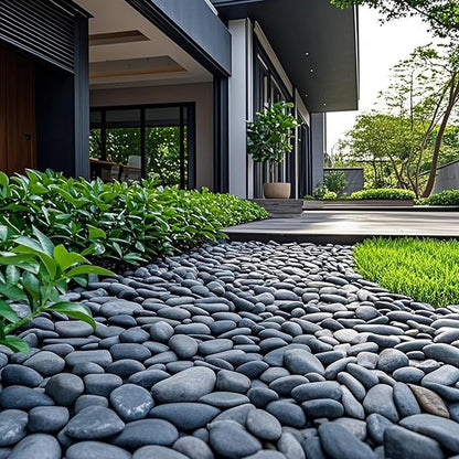 5 lbs Black Pebbles for Indoor Plants, 1-2 Inch Stones Natural Decorative Black River Rocks for Planters, Painting, Aquarium, Outdoor Garden Landscaping, Walkways and Yards