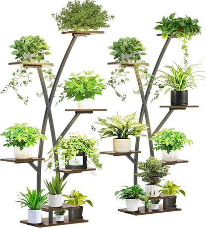 60" Plant Stand Shelf Indoor with Grow Light, 7 Tiered Corner Metal Curve Shaped Plant Rack for Indoor Plants Multiple, Tall Flower Display Stand Holder for Living Room Patio Balcony 2PCS