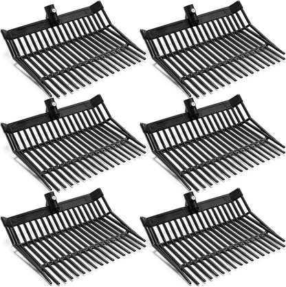 Lasnten 6 Pcs Manure Fork Replacement Head, 18 Tines Pitchfork Head with Screws and Nuts, Horse Manure Rake for Picking up Grass and Hay(Black)