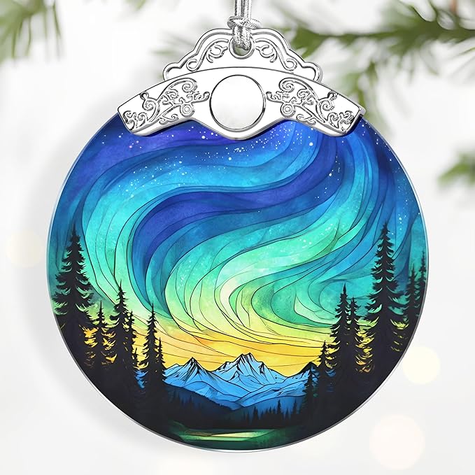 Aurora Borealis Ornament – Christmas Decoration & Christmas Ornament; Stained Glass Holiday Decoration (Holiday Present, Bauble Present, Gift Idea, Gift Exchange) | Heirloom Keepsakes