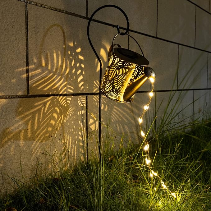 Outdoor Garden Decor Solar Lights, Large Waterproof Watering Can Landscape Lights Hanging Outside Decorations for Gardening Gift Yard Front Porch Lawn Driveway Patio Backyard Pathway