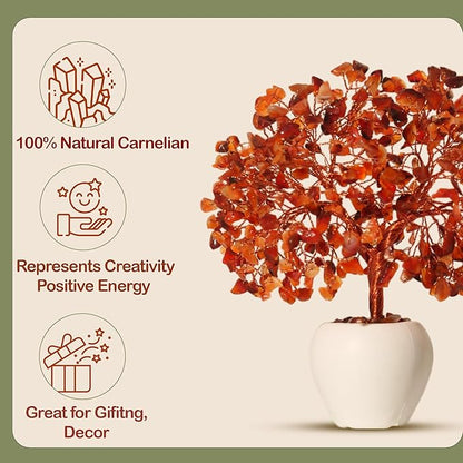 YATSKIA Carnelian Stone Tree, Crystal Tree of Life, Healing Crystals and Stones, Crystal Decorations for Home, Crystals Gifts for Women, Hippie Decor, Reiki Gifts