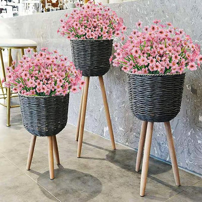 Lnoicy 24 Pcs Artificial Flowers for Outdoor,Plastic Flowers Decoration, UV Resistant Faux Flowers Shrubs, Artificial Plants for Indoor Outside Garden Home Wedding Farmhouse(Pink)