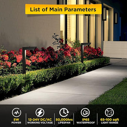 Gardencoin 3CCT LED Low Voltage Landscape Pathway Light, 12V Premium 3000K/4000K/5000K Selectable Path Lights Wired, Modern Walkway Lights Outdoor, Higher Housing with Larger Stake (19.71IN, 4pack)