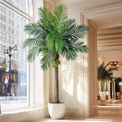 Big Faux Tropical Phoenix Trees Large Artificial Palm Tree Indoor Outdoor Realistic Floor Plants Tall Fake Plant for Modern Home Living Room Office Decor Porch Outside Patio arboles para decoracion