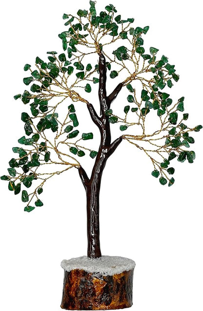 Green Jade Healing Money Tree, Handmade Crystal Tree Fang Shui Spiritual Decor with Gift Box