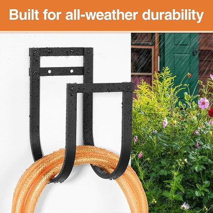 Garden Hose Holder Wall Mount - Metal Water Hose Hanger for Outside, Durable Hose Hook for Garden, Garage, or Yard Storage