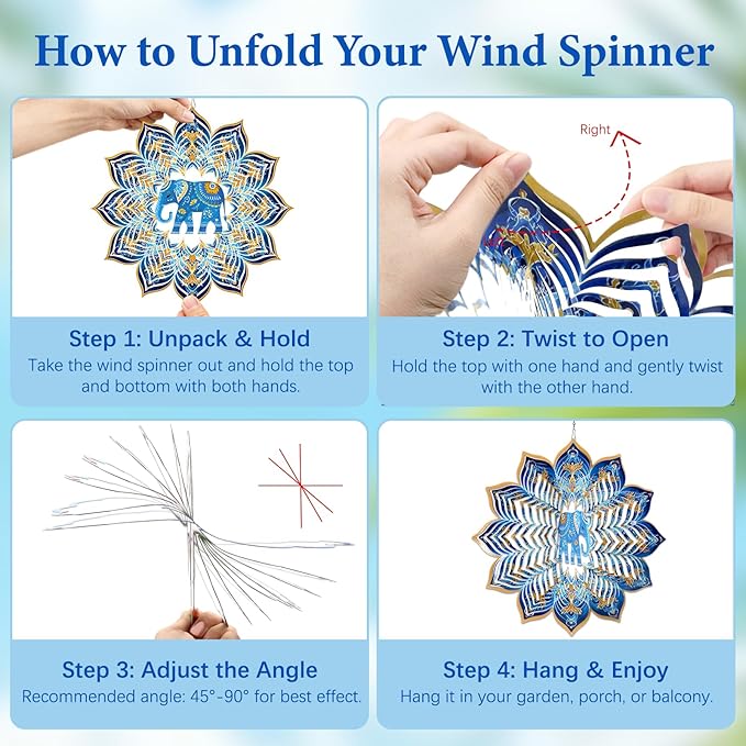 Elephant Wind Spinners Outdoor, Elephant Gifts for Women Men Wife Mom Dad Husband, Hanging Wind Spinners for Christmas Thanksgiving, 12'' Outdoor Indoor Hanging Ornament for Garden Porch Lawn