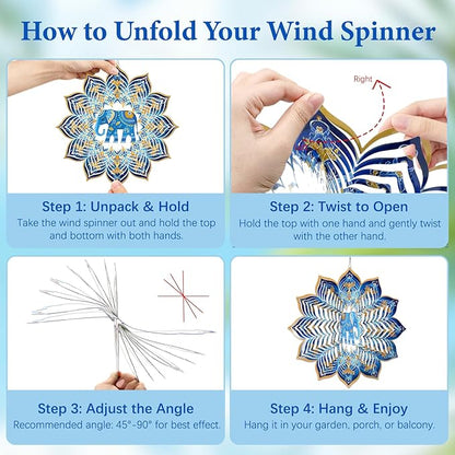 Elephant Wind Spinners Outdoor, Elephant Gifts for Women Men Wife Mom Dad Husband, Hanging Wind Spinners for Christmas Thanksgiving, 12'' Outdoor Indoor Hanging Ornament for Garden Porch Lawn