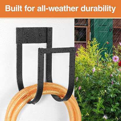 pickpiff Garden Hose Holder Wall Mount - Metal Water Hose Hanger for Outside, Durable Hook for Garden, Garage, or Yard Storage (2 Pack)