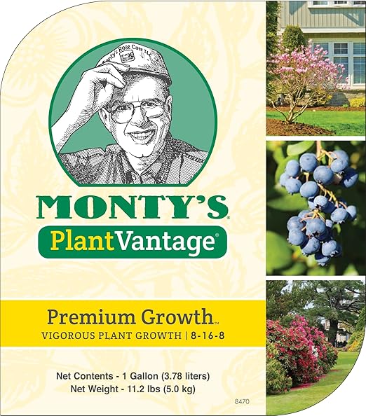 PlantVantage Premium Growth Plant Food - Liquid Fertilizer for Stronger Stems and Larger Leaves - NPK Fertilizer (8-16-8) with Zinc and Iron - Foliar Spray for Trees, Shrubs, and Flower Boost - 1 Gal