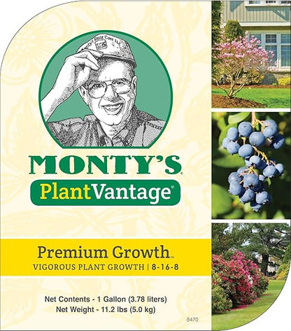 PlantVantage Premium Growth Plant Food - Liquid Fertilizer for Stronger Stems and Larger Leaves - NPK Fertilizer (8-16-8) with Zinc and Iron - Foliar Spray for Trees, Shrubs, and Flower Boost - 1 Gal