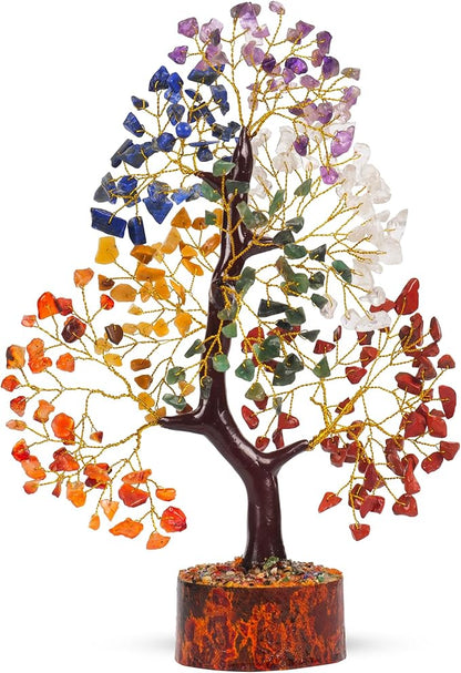 Seven Chakra Tree - Crystal Tree for Positive Energy - 7 Chakra Money Trees of Life, Feng Shui Decor, Chakra Stones, Crystals and Healing Stones, Birthday Gifts for Women