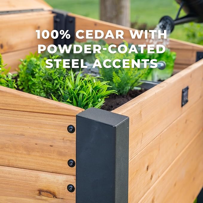 Backyard Discovery Aggie 4' x 2' Cedar Wood Cold Frame Portable Mini Greenhouse, Raised Garden Planter with Temperature-Activated Polycarbonate Lid, Mesh Drainage for Year-Round Outdoor Gardening