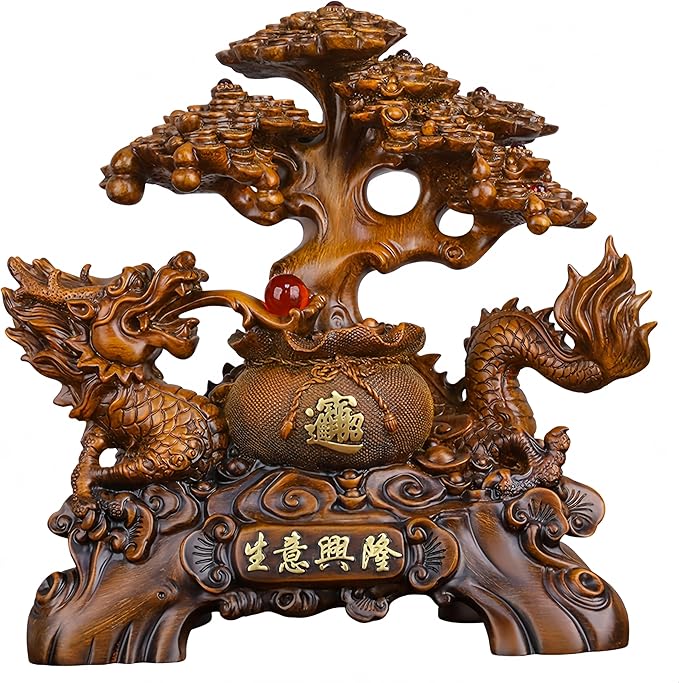 Top Resin Money Tree, Artificial Bonsai Tree, Handcrafted, Premium Quality, Feng Shui Gift for Abundance Luck and Success (Small)
