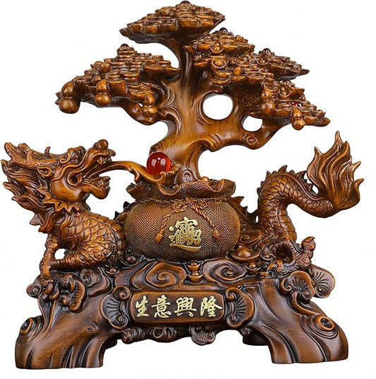 Top Resin Money Tree, Artificial Bonsai Tree, Handcrafted, Premium Quality, Feng Shui Gift for Abundance Luck and Success (Small)