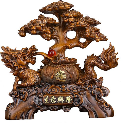 FENGSHUI-CAISHEN Top Resin Money Tree, Artificial Bonsai Tree, Handcrafted, Premium Quality, Feng Shui Gift for Abundance Luck and Success (Medium)