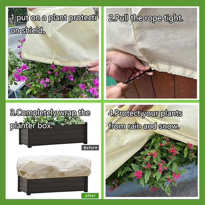 Plant Cover Freeze Protection, Winter Plant Covers, Plant Frost Cover, Tree Plant Freeze Protection Covers, Planter Plant Winter Frost Blanket with Zip Drawstring,2 Pack (39.3x17.7x15.7INCH)