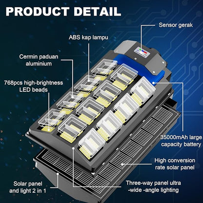 loyoele 9000W Solar Street Lights Outdoor 240000 Lumens Solar Flood Light with Remote Control & Motion Sensor, Waterproof IP66 Dusk to Dawn Solar Power Lights for Garden,Yard, Path, Parking Lot 2-Pack