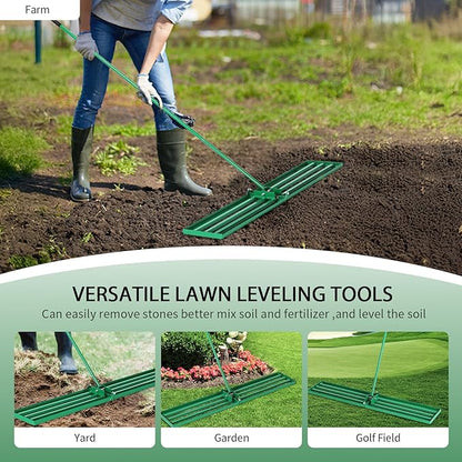 Outvita Lawn Leveling Rake 36"x10", Level Lawn Tool with Adjustable Handle, Yard Leveling Rake, Landscape Rakes for Garden, Backyard, Golf Course, Farm, Pasture
