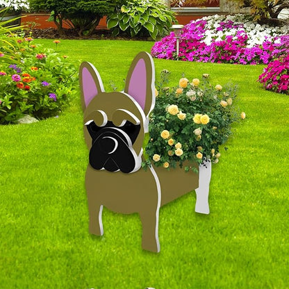 Yellow French Bulldog Dog Planter Plant Pots,Cute Dog Flower Planter,Gifts for Pet Lovers,Unique Animal Plant Pots,Office,Indoor Outdoor Garden Decor(9.45 * 6.3 * 13.35in)