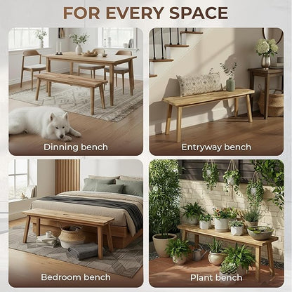Solid Wood Bench for Entryway, Bed Bench, Dining, Plant Stand - Wooden Bench Indoor (47 inches)
