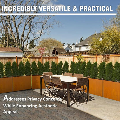 Modern Metal Planter Box 36" L x 9" W x 26" H – Rectangular Cor-Ten Steel Raised Garden Bed with Drainage Holes & Removable Shelf – Outdoor & Indoor Flower Planter for Patio, Yard & Porch
