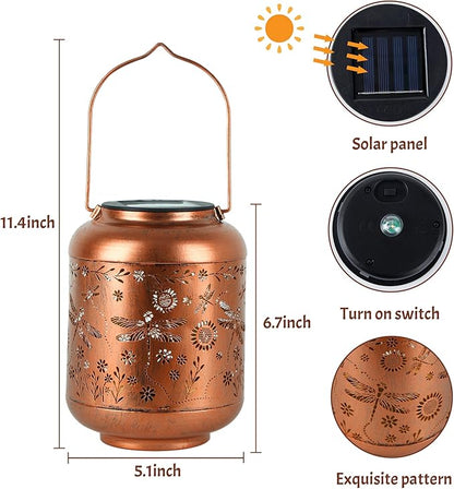 Solar Lanterns Outdoor Waterproof, Dragonfly Gifts for Women, Solar Lights for Backyard Porch Patio Table Yard Balcony Lawn Pathway