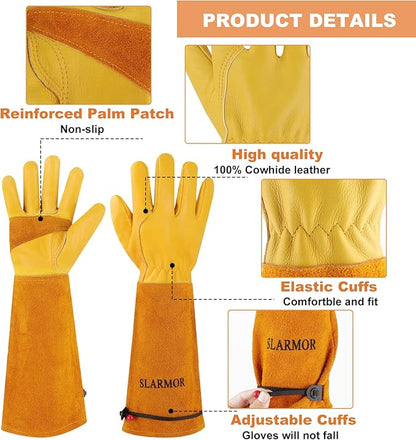Long Gardening-Gloves Women/Men-Thorn proof Rose Pruning Heavy Duty Gauntlet-XL