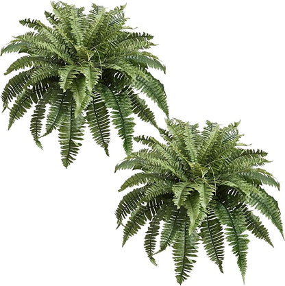 41" Silky Artificial Boston Fern Bush,Set of 2, Fake Fern Large Hanging Plant That Look Real for Outdoors Home Decor,61Branches. (41" 2Pcs61Fronds)