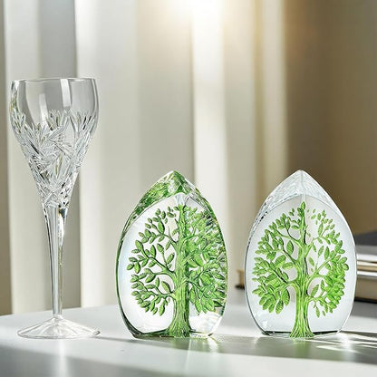 QFkris Crystal Tree of Life Decor Figurine for Home Decor, Office Desk, 3.7" Glass Tree of Life Paperweight for Positive Energy, Money, Good Luck Birthday for Women, Mom