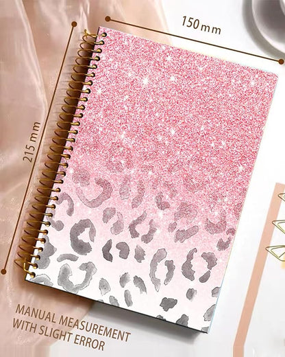 iampanda Spiral Journal Notebook,Strong Twin-Wire Binding with Premium Paper for Girl Women,Modern Girly Design 60 Sheets A5 College Ruled Notebook/Journal,Perfect for School Office Home Gifts,Pink