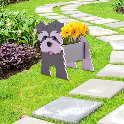 Gray Schnauzers Dog Planter Plant Pots,Cute Dog Flower Planter,Gifts for Pet Lovers,Unique Animal Plant Pots,Office,Indoor Outdoor Garden Decor(9.45 * 9.06 * 11.81in)