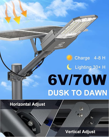 Solar Street Lights Outdoor Waterproof, 650000LM Super Bright LED Beads Commercial Solar Flood Lights with Remote Control for Patio, Street, Court and Parkling Lot 10800w