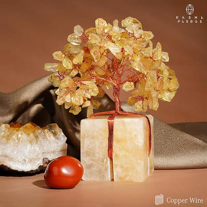 Crystal Tree for Birthday Gifts for Women, Handmade Raw Crystal Base Citrine Chakra Healing Crystal Tree of Life for Positive Energy, Money, Good Luck, Christmas Décor, Home and Office Decor