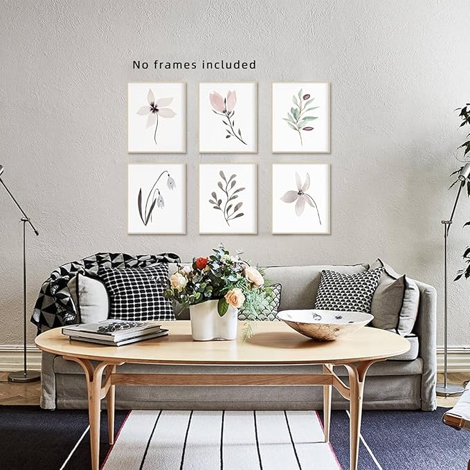 Botanical Prints for Wall Decor Poster 11x14 Canvas Prints Unframed Set of 6, Boho Wall Art Prints Plant Floral Minimalist Wall Art