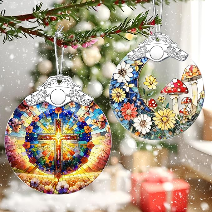 Boho Mandala Cross Ornament Ornament – Religious Christmas Decor & Christian Christmas Ornament; Christian Home Decor (Holiday Present, Bauble Present, Christian Gift, Religious Gift, Spiritual Gifts)