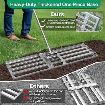 Lawn Leveling Rake, 36"x10" Heavy Duty Leveling Rake for Soil, Sand, Compost, Gravel, Steel Lawn Leveler with Adjustable Handle, Level Yard Tool for Backyard, Garden, Farm, Golf Course