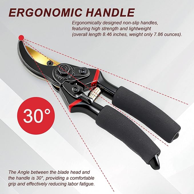 Advanced Bypass Trimming Scissors - Professional Gardening Scissors, 1.57-inch Trimming Diameter Anti rust Stainless Steel Blades, Plant, Flower, Bush Manual Trimmer, 1-piece Set