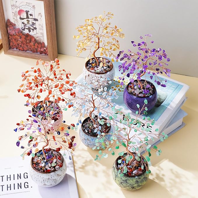 Runyangshi Red Agate Crystal Tree of Life - 8" Large Natural Chakra Healing Crystal Tree, Bringing Money, Good Luck, Positive Energy for Home Decor, Feng Shui Gifts, Office Desk Ornament