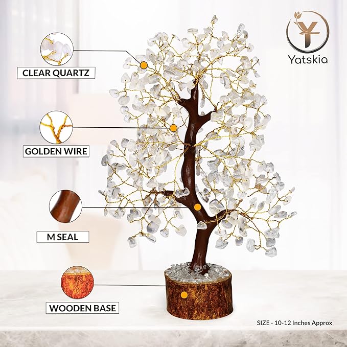 YATSKIA Clear Quartz Crystal Tree of Life - Feng Shui Money Tree - Meditation Decor - Crystals Home Decor - Crystal Gifts for Women