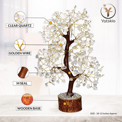 YATSKIA Clear Quartz Crystal Tree of Life - Feng Shui Money Tree - Meditation Decor - Crystals Home Decor - Crystal Gifts for Women