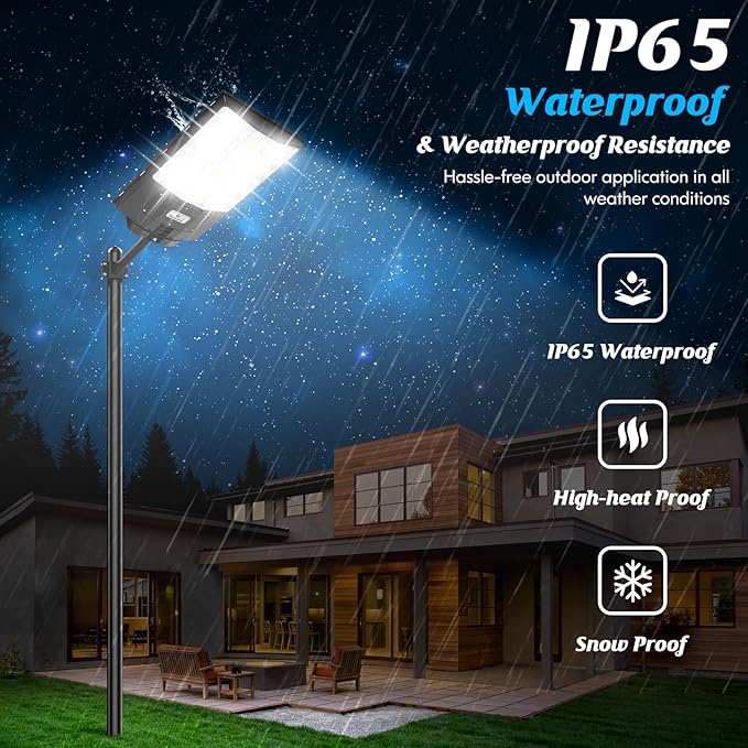 Solar Street Lights Outdoor 5000W, 500000LM Waterproof Motion Sensor Solar Powered Flood Lights with Remote Control, 8500K Dusk to Dawn Commercial Area Lighting for Outside Parking Lot, 2-Pack